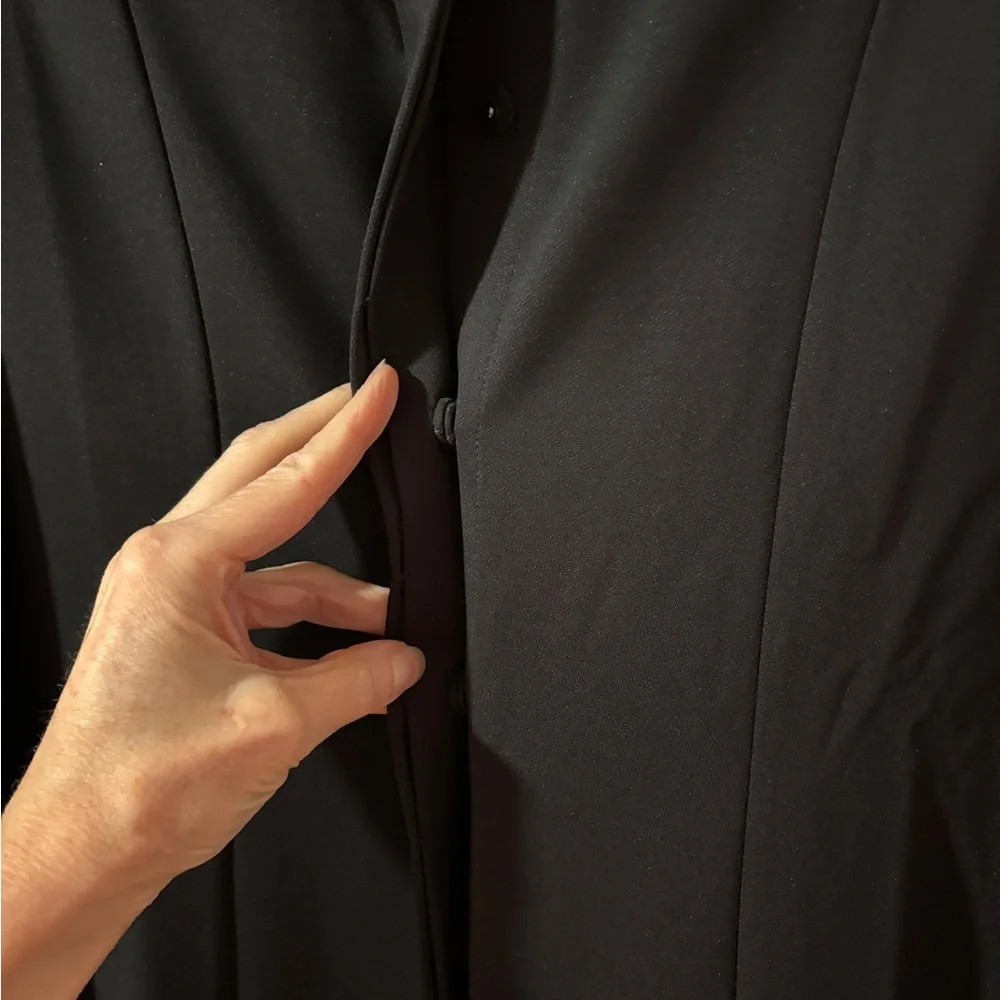 Soft Surroundings Black Mattea Faux Leather Cuff Tunic Shirt - Picture 6 of 12